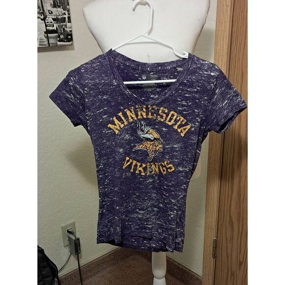 NFL Team Apparel Women's Minnesota Vikings Top Cap Sleeve Size Small-PreOwned - Picture 1 of 3